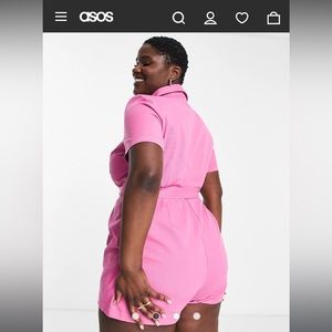 ASOS Curve Twill Playsuit in Pink